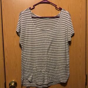 Maurice’s size medium scoop neck top grey and white stripped